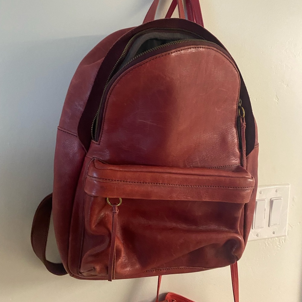 Cranberry Madewell leather backpack